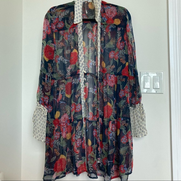 Free People Tops - Free People vegan silk button up blouse with ruffle detail